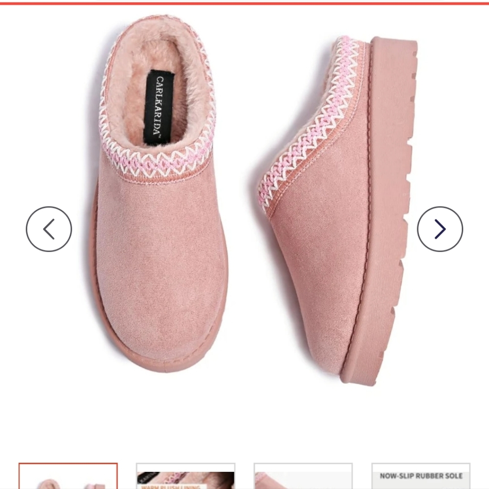 CarlKarida Women's Mule Clogs Size 7  Pink Cozy Slip On Loafers